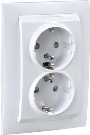 Schneider Electric MGU23.067.18D UNICA РОЗЕТКА двойная, со шторками, с заземлением, БЕЛЫЙ