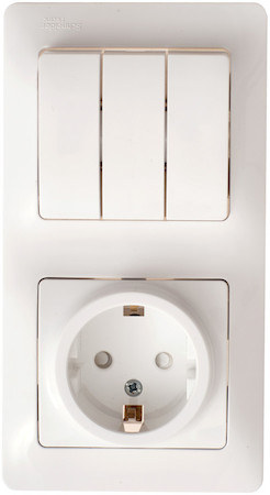 Schneider Electric GSL000176 GLOSSA БЛОК: РОЗЕТКА + 3кл. ВЫКЛЮЧАТЕЛЬ БЕЛЫЙ