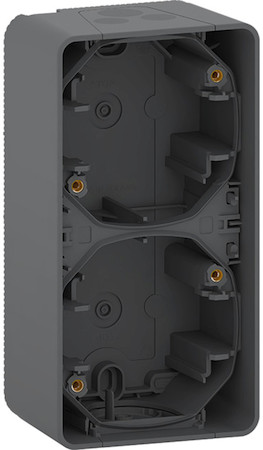 Schneider Electric MUR37912 MUREVA S ДВОЙНОЙ БОКС для накладного монтажа вертикальный, АНТРАЦИТ, IP55