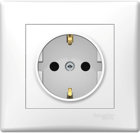 Schneider Electric SDN3009121 SEDNA РОЗЕТКА с з. конт., с защ. шт., 16А, 250В, в сборе (в упак. 5 шт.), БЕЛЫЙ