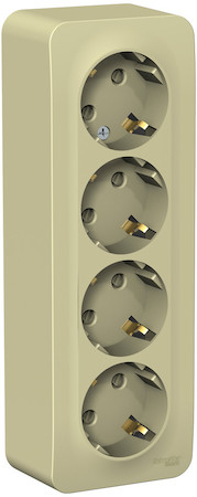 Schneider Electric BLNRA011417 BLANCA О/У РОЗЕТКА 4-я с заземл. со шторками ИЗОЛ.ПЛ.,16А, 250В, БЕЖЕВЫЙ