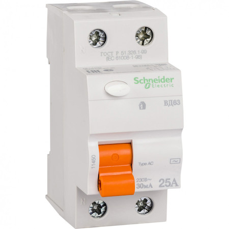 Schneider Electric 11450 ДИФ. ВЫКЛ. НАГРУЗКИ ВД63 2П 25A 30MA АС, Испания