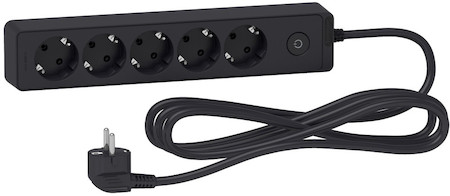 Schneider Electric ST9453B UNICA EXTEND удлинитель 5 розеток 2К+З, кабель 3м, ЧЁРНЫЙ
