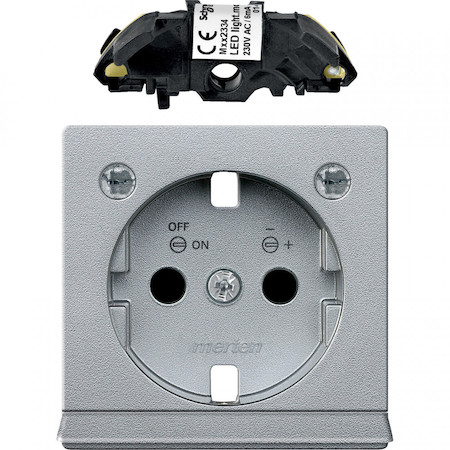 Schneider Electric MTN2334-0460 MERTEN ЦЕНТР. ПЛАТА с мод. свет. подсв. д/роз. SCHUKO, АЛЮМИНИЙ