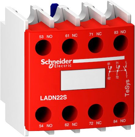 Schneider Electric LADN22S ДОП. КОНТ. БЛОК 2НО+2НЗ БЕЗОПАСНОСТИ ФРОНТАЛЬНЫЙ МОНТАЖ ВИНТОВОЙ ЗАЖИМ