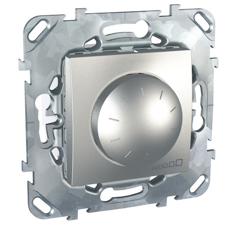 Schneider Electric MGU5.511.30ZD UNICA TOP ДИММЕР повор.-нажим.,для ламп накал./галог.,2-провод. подкл., АЛЮМИНИЙ