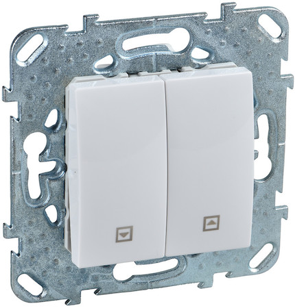 Schneider Electric MGU5.207.18ZD UNICA ВЫКЛЮЧАТЕЛЬ для жалюзи, 2-клавишный, кнопочный, 2 х сх. 4, БЕЛЫЙ