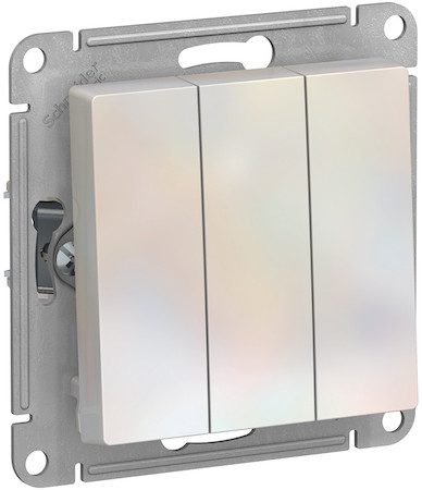 Schneider Electric ATN000431 ATLASDESIGN 3-клавишный ВЫКЛЮЧАТЕЛЬ, сх.1+1+1, 10АХ, механизм, ЖЕМЧУГ