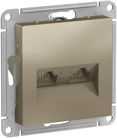 Schneider Electric ATN000585 ATLASDESIGN РОЗЕТКА двойная компьютерная RJ45+RJ45, кат.5E, механизм, ШАМПАНЬ
