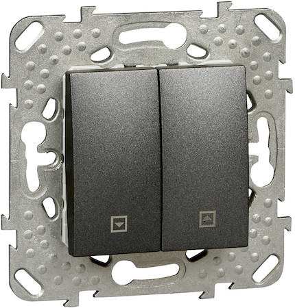 Schneider Electric MGU5.207.12ZD UNICA TOP ВЫКЛЮЧАТЕЛЬ 2-клавишный, для жалюзи, без фиксации, 2 х сх. 4, ГРАФИТ
