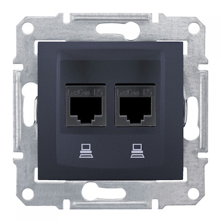 Schneider Electric SDN4400170 SEDNA РОЗЕТКА КОМПЬЮТЕРНАЯ RJ45, двойная, кат. 5е, неэкр. UTP, ГРАФИТ