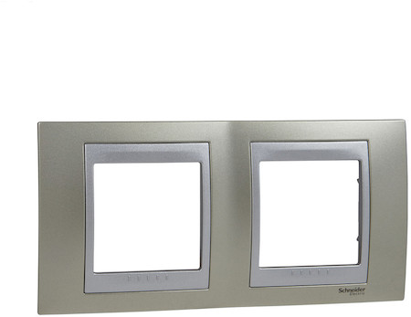 Schneider Electric MGU66.004.095 UNICA TOP РАМКА 2-постовая, горизонтальная, АЛЮМИНИЙ/ОПАЛ