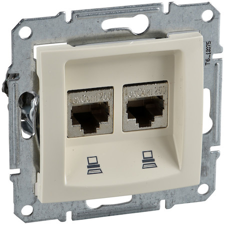 Schneider Electric SDN4400147 SEDNA РОЗЕТКА КОМПЬЮТЕРНАЯ RJ45, двойная, кат. 5е, неэкр. UTP, БЕЖЕВЫЙ