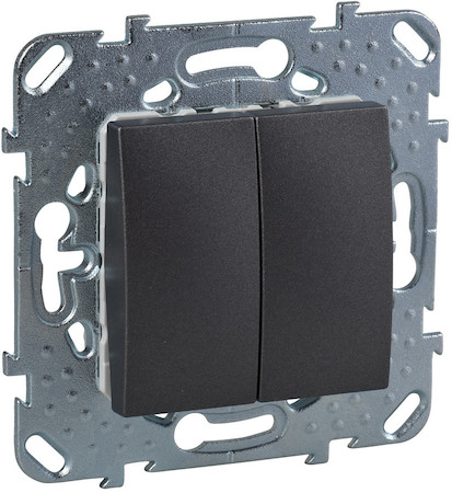 Schneider Electric MGU5.211.12ZD UNICA TOP ВЫКЛЮЧАТЕЛЬ 2-клавишный, сх. 5, ГРАФИТ