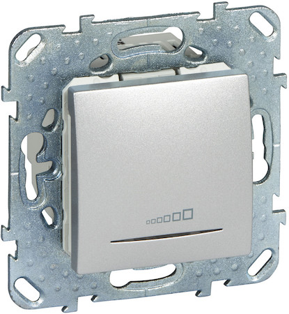 Schneider Electric MGU5.515.30ZD UNICA TOP ДИММЕР наж,кроме люм ламп,люб нагр,2-пров подк,230В,20-350Вт, АЛЮМИНИЙ