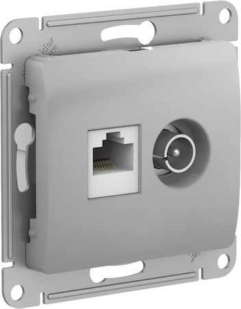 Schneider Electric GSL000389 GLOSSA РОЗЕТКА двойная ТВ + компьютерная RJ45, кат. 5Е, механизм, АЛЮМИНИЙ