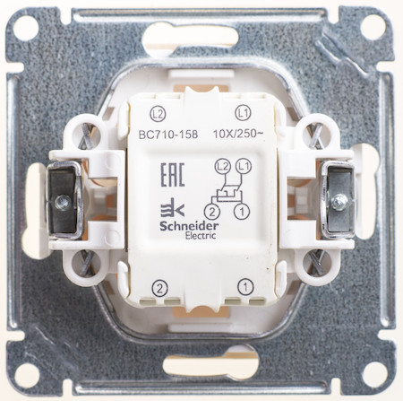 Schneider Electric VS710-158-2-86 W59 1-клавишный ПЕРЕКЛЮЧАТЕЛЬ перекрестный 10АХ, механизм, СЛОНОВАЯ КОСТЬ