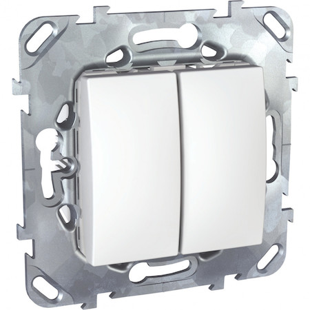Schneider Electric MGU5.213.18ZD UNICA ПЕРЕКЛЮЧАТЕЛЬ 2-клавишный, 2 х сх. 6, 10 АX, 250 В, БЕЛЫЙ
