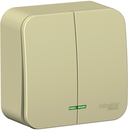 Schneider Electric BLNVA105117 BLANCA О/У 2-клавишный ВЫКЛЮЧАТЕЛЬ (cх.5) с подсв.ИЗОЛ.ПЛ.,10А,250B,БЕЖЕВЫЙ