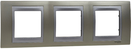 Schneider Electric MGU66.006.095 UNICA TOP РАМКА 3-постовая, горизонтальная, АЛЮМИНИЙ/ОПАЛ
