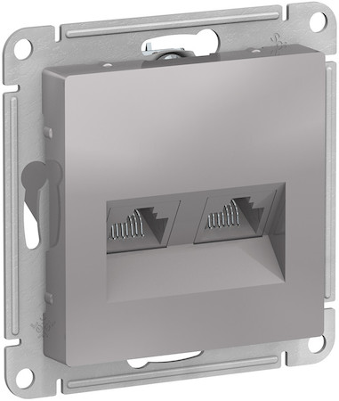 Schneider Electric ATN000385 ATLASDESIGN РОЗЕТКА двойная компьютерная RJ45+RJ45, кат.5E, механизм, АЛЮМИНИЙ