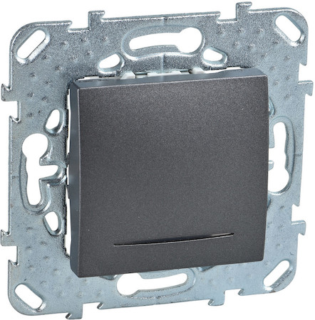 Schneider Electric MGU5.201.12NZD UNICA TOP ВЫКЛЮЧАТЕЛЬ 1-клавишный, с подсветкой, сх. 1а, ГРАФИТ