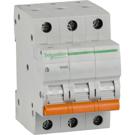 Schneider Electric 11229 АВТОМАТИЧЕСКИЙ ВЫКЛЮЧАТЕЛЬ ВА63 3П 63A C 4,5 кА, Болгария/Италия