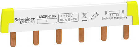 Schneider Electric A9XPH106 ШИНКА ГРЕБЕНЧАТАЯ 1П (L1…) 6 МОД.18ММ 100А РАЗРЕЗАЕМАЯ