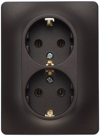 Schneider Electric GSL000824 GLOSSA РОЗЕТКА двойная с заземлением, 16А, в сборе, ШОКОЛАД