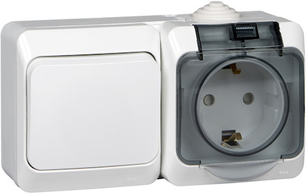 Schneider Electric BPA16-241B ЭТЮД IР44 О/У БЛОК: РОЗ. з/к со шт. 16А 250B, ВЫКЛ.1-клав.10А, БЕЛЫЙ, Россия