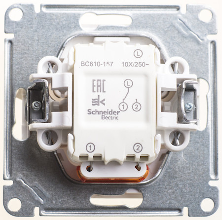 Schneider Electric VS610-157-1-86 W59 1-клавишный ПЕРЕКЛЮЧАТЕЛЬ с подсв. 10АХ, механизм, БЕЛЫЙ