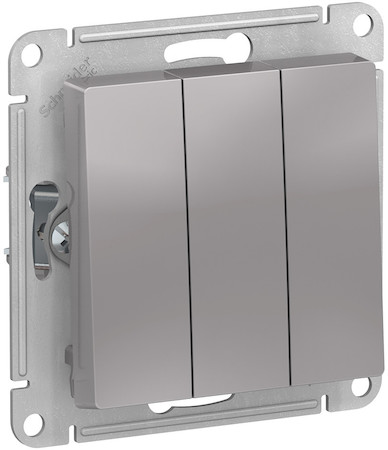 Schneider Electric ATN000331 ATLASDESIGN 3-клавишный ВЫКЛЮЧАТЕЛЬ, сх.1+1+1, 10АХ, механизм, АЛЮМИНИЙ