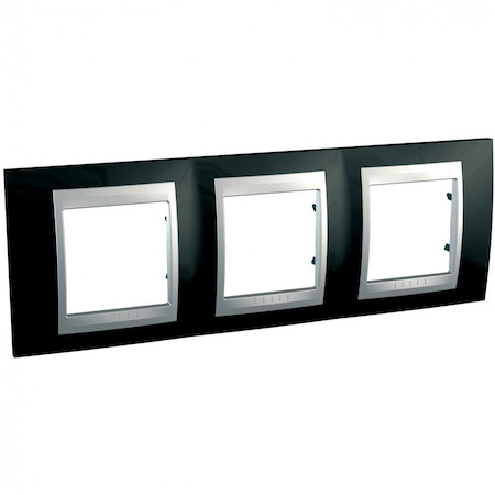 Schneider Electric MGU66.006.093 UNICA TOP РАМКА 3-постовая, горизонтальная, АЛЮМИНИЙ/РОДИЙ