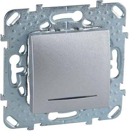 Schneider Electric MGU5.201.30NZD UNICA TOP ВЫКЛЮЧАТЕЛЬ 1-клавишный, с подсветкой, сх. 1а, АЛЮМИНИЙ
