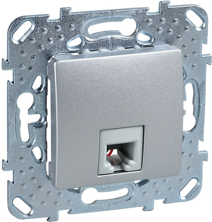 Schneider Electric MGU5.492.30ZD UNICA TOP РОЗЕТКА телефонная, RJ11, одиночная, 4 контакта, АЛЮМИНИЙ