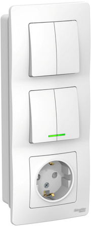 Schneider Electric BLNBS102211 BLANCA С/У БЛОК: РОЗЕТ з/к шт 16А, 250В + ВЫКЛ 2-кл. с подсв. + ВЫКЛ 2-кл. БЕЛЫЙ