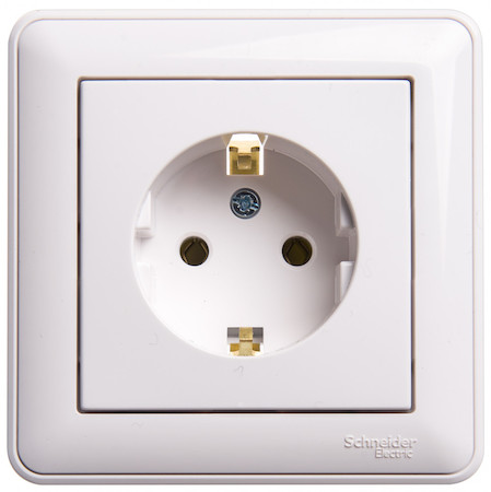 Schneider Electric RS16-154-18 W59 РОЗЕТКА с заземлением без шторок, 16А, в сборе, БЕЛЫЙ