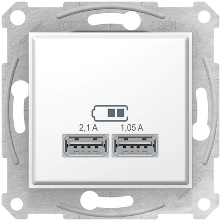 Schneider Electric SDN2710221 SEDNA USB РОЗЕТКА, 2,1А (2x1,05А), БЕЛЫЙ