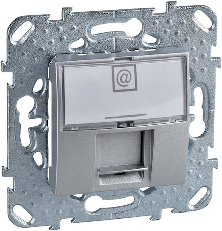 Schneider Electric MGU5.421.30ZD UNICA TOP РОЗЕТКА компьют., RJ45, одиноч., кат. 5е, с полем для надп., АЛЮМИНИЙ