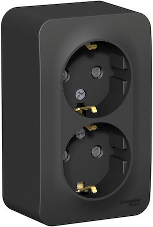 Schneider Electric BLNRA011216 BLANCA О/У РОЗЕТКА двойная с заземл. со шторк. ИЗОЛ.ПЛ.,16А,250В,АНТРАЦИТ