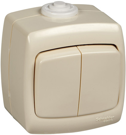Schneider Electric VA56-225B-SI РОНДО IP44 О/У 2-клавишный ВЫКЛЮЧАТЕЛЬ 6А, 250В, СЛОНОВАЯ КОСТЬ. Россия
