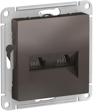 Schneider Electric ATN000685 ATLASDESIGN РОЗЕТКА двойная компьютерная RJ45+RJ45, кат.5E, механизм, МОККО