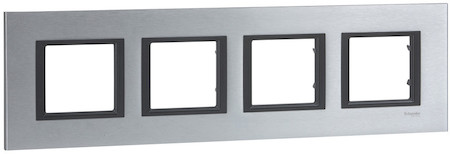 Schneider Electric MGU68.008.7A1 UNICA CLASS РАМКА 4-постовая, СЕРЕБРИСТЫЙ АЛЮМИНИЙ