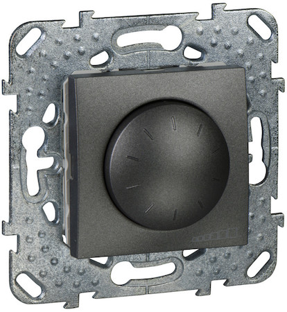 Schneider Electric MGU5.511.12ZD UNICA TOP ДИММЕР повор.-нажим.,для ламп накал./галог.,2-провод. подкл., ГРАФИТ