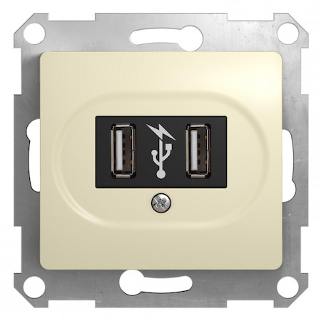 Schneider Electric GSL000232 Glossa, USB розетка, 5 В постоянный ток, бежевый