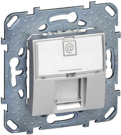 Schneider Electric MGU5.425.30ZD UNICA TOP РОЗЕТКА компьют., RJ45, одиноч., кат. 6, с полем для надп., АЛЮМИНИЙ