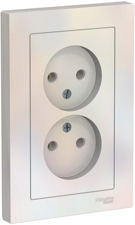 Schneider Electric ATN000420 ATLASDESIGN РОЗЕТКА двойная без заземления,16А, в сборе, ЖЕМЧУГ