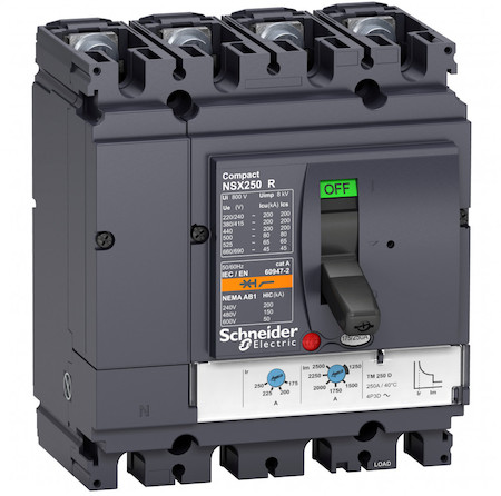Schneider Electric LV433471 4П АВТОМ.ВЫКЛ. TM125D NSX250R(200кА при 415В, 45кА при 690B)