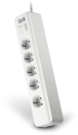 Schneider Electric PM5-RS Сетевой фильтр на 5 розеток, длина кабеля 1,8 метра, 918 Джоулей, белый