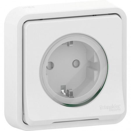 Schneider Electric MUR39132 MUREVA S РОЗЕТКА В СБОРЕ С/У с заземляющим контак., защит. шторками БЕЛЫЙ, IP55